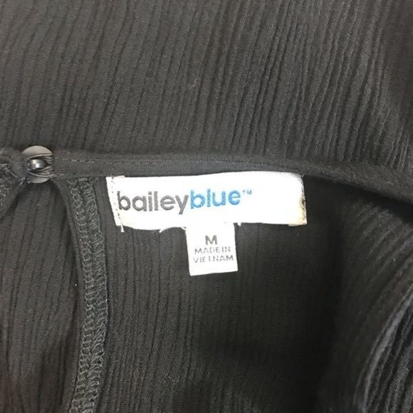 Bailey Blue Womens Black Gauze Embroidered Strap Sleeve Tunic Dress Size M - Picture 7 of 7